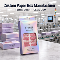 Fournisseur de boîtes d'emballage pour autocollants à ongles, boîtes en papier biodégradable et recyclable avec fenêtre transparente, bande autocollante, présentoir de vente au détail