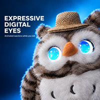 Jouet robot hibou en peluche éducatif interactif avec yeux numériques, contrôle par application Wi-Fi et assistant vocal IA