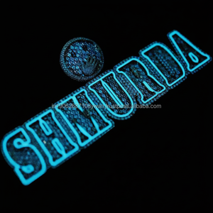 Logotipo personalizado Nuevo diseño VVS Lab Grown Diamond 925 Silver Iced Out Blue Glow in the Dark Jewelry Colgante con nombre de letra grande - Product Image 1