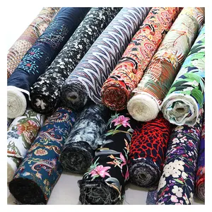 热销高品质编织100人造丝粘胶印花服装面料