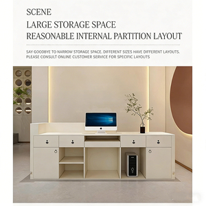 Comptoir de réception moderne haut de gamme blanc avec éclairage LED et tiroirs verrouillables pour spa, salon de beauté, hôtel, boutique, supermarché, hôpital - Product Image 4