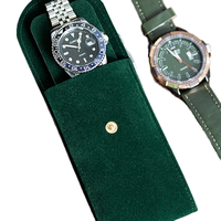 Pochette de luxe en velours épais pour montre avec bouton-pression, sac de voyage souple pour une seule montre, prêt à être expédié