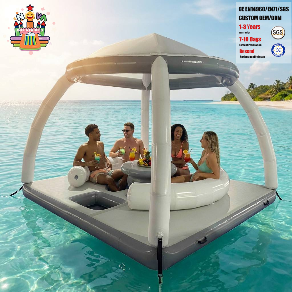 Quai flottant gonflable, 2,43 x 1,82 m, plate-forme de quai gonflable tapis de quai flottant antidérapant avec sac de transport portable échelle