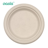 Assiettes Oasis de 6 pouces, résistantes à la graisse, compatibles micro-ondes, écologiques, en bagasse, jetables, biodégradables, compostables, sans BPA, en vrac