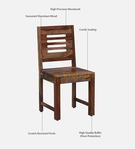 <b>Rustic</b> Sheesham Wood <b>Dining</b> <b>Chair</b> with Slatted Backrest and Solid Seat Modern Farmhouse Style Furniture for the <b>Dining</b> Room Home - Product Image 1