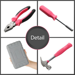 Juego de herramientas de bricolaje para el hogar, regalo, promoción y pequeño kit de herramientas de iniciación, herramientas básicas para damas, color rosa, 24 Uds. - Product Image 4