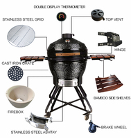 Barbecue Kamado en céramique de couleur noire de l'usine KIMSTONE, série Kimber, Kamado 24 pouces, barbecue en briques pour jardin