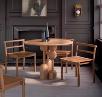 Table à manger ronde en bois massif laqué, fabrication artisanale moderne, 90 cm, 4 chaises, pour villa, appartement, hôtel, 8 personnes