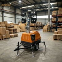 Tour d'éclairage d'urgence hydraulique 5m-7m avec groupe électrogène diesel, lampe LED à émission blanche, projecteur portable sur remorque