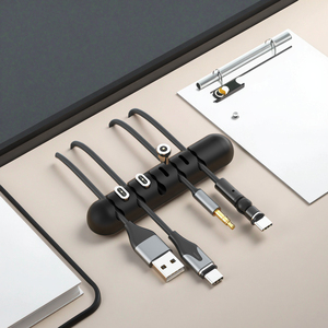 <span class=keywords><strong>Cable</strong></span> de silicona de 5 CANALES, puerto de conector magnético ordenado, enrollador de alambre de escritorio, Clip organizador para gestión de cables electrónicos - Product Image 5