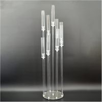 Centre de table en acrylique à 9 têtes, porte-bougie transparent, décoration de table de mariage