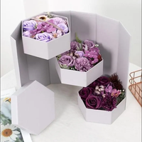 Boîte cadeau romantique pour la saint-valentin avec trois couches de Rotation, emballage de fleur de Rose avec fenêtre transparente en Pvc