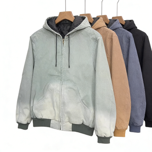 Giacca in tela con cappuccio da uomo, fornitura diretta dalla fabbrica, 100% cotone, resistente, traspirante, antivento, stile Detroit, <span class=keywords><strong>bomber</strong></span> lavato. - Product Image 1