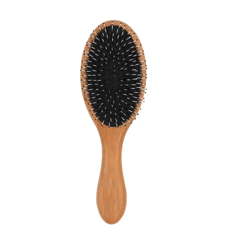 Heyamo cabelo bambu peigne Cheveux Bàn chải tóc gỗ peines rối trêu ghẹo lợn tự nhiên Bàn chải tóc đầu Massager Lược chải tóc