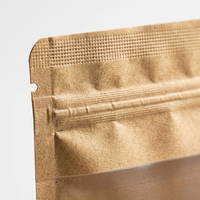 Bolsa de papel kraft biodegradable de calidad alimentaria con ventana transparente y cierre hermético compostable para envasar café, té y frutos secos