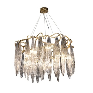 Postmodern All-Copper <b>Branch</b> Chandelier LED <b>Light</b> Fiberglass Crystal French Style Luxury for Living Room Dining Room Villa - Product Image 5