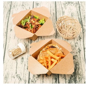 Takeaway thực phẩm <span class=keywords><strong>container</strong></span> thuyền khay giấy kraft sinh thái thân thiện dùng một lần 10oz 12oz Craft giấy PE không thấm nước Carton Đóng Gói Nâu - Product Image 2