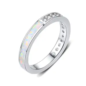 Toptan OEM/ODM özel boyut 925 ayar gümüş kübik zirkonya Opal yüzük