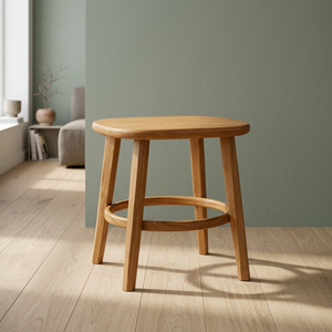 Solid Teak Wood Scandinavian Modern <b>Dining</b> <b>Table</b> Rounded Square <b>Top</b> Circular Ring Base Eco-Friendly Durable School Apartment - Product Image 4