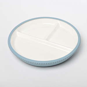 Assiettes en <span class=keywords><strong>porcelaine</strong></span> pour enfants antidérapantes avec manchons en silicone Assiette à dîner pour bébé en céramique enveloppée <span class=keywords><strong>de</strong></span> silicone divisée avec aspiration pour les tout-petits - Product Image 2