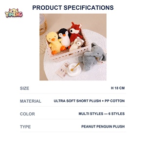 Peluche personnalisée d'animaux assis : pingouin, cochon, poussin, éléphant, <span class=keywords><strong>renard</strong></span> – 16-18 cm – Douce et mignonne – Décoration de chambre d'enfant – Cadeau pour tous les âges - Product Image 3