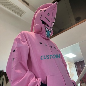 Ventes en gros de sweats à capuche surdimensionnés à fermeture éclair intégrale en molleton de coton chenille avec logo personnalisé brodé pour hommes - Product Image 3