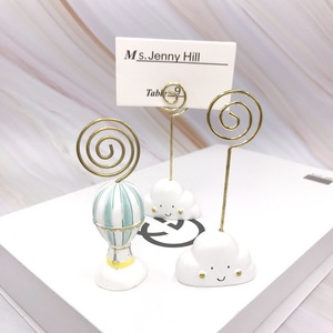 <span class=keywords><strong>Mongolfiera</strong></span> con nuvole bianche e porta-carte da tavolo con faccina sorridente con decorazione per feste con spedizione magnetica - Product Image 2