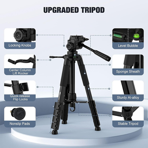Tripod Kamera Profesional T170 1.7m Ringkas Ringan dari Aluminium dengan Tas Pembawa untuk Kamera Ponsel dengan Waterpass - Product Image 3