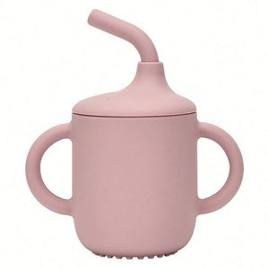 Custom Logo BPA-Free Double Handles Large Capacity Baby Silicone Modern Solid Washable Water Children's Drinking Feeding Cup - Product Image 6