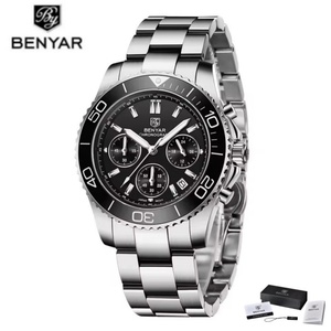 Montres pour hommes BENYAR, chronographe à quartz, mouvement japonais VD53, acier inoxydable, montre de sport pour hommes, étanche, Relogio - Product Image 2