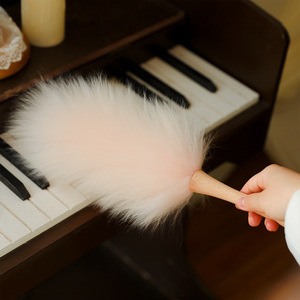 Rouge Snow Wool Duster Round Head 32.5 Cm Wooden Handle Furniture Cleaning Tool Electrostatic Dust Removal - Product Image 2