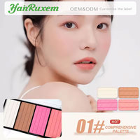 Palette de fard à joues mat longue tenue avec logo personnalisé, 4 couleurs, palette de fard à joues à application douce, maquillage du visage pour un usage quotidien