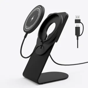 Tipo c & Usb 2 in 1 porta cellulare magnetica scrivania Smart Phone in alluminio Wireless supporto per caricabatterie per Iphone