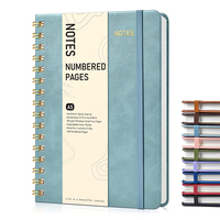 Carnet de notes journalier en cuir bleu à spirale, impression personnalisée, agenda mensuel non daté 2026, cadeau