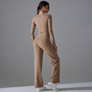 Conjunto <span class=keywords><strong>de</strong></span> Yoga <span class=keywords><strong>de</strong></span> Manga Larga con Sensación <span class=keywords><strong>de</strong></span> Desnudez para Mujer, Traje Deportivo Informal con Bolsillo, Traje <span class=keywords><strong>de</strong></span> Fitness con Pantalones Anchos <span class=keywords><strong>de</strong></span> Moda Femenina - Product Image 5