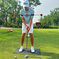 SwingPerfect - Entrenador de Alineación de Hombros para Golf, Varilla de Fibra de Carbono, 3 Pelotas, Retroalimentación Visual, Ayuda para el Entrenamiento de Swing y Putt, Nivel Junior