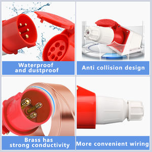 Komas 220V 380V enchufe Industrial impermeable y conector anticaída trifásico <span class=keywords><strong>3</strong></span>/4/5 agujero 16A32A - Product Image 4