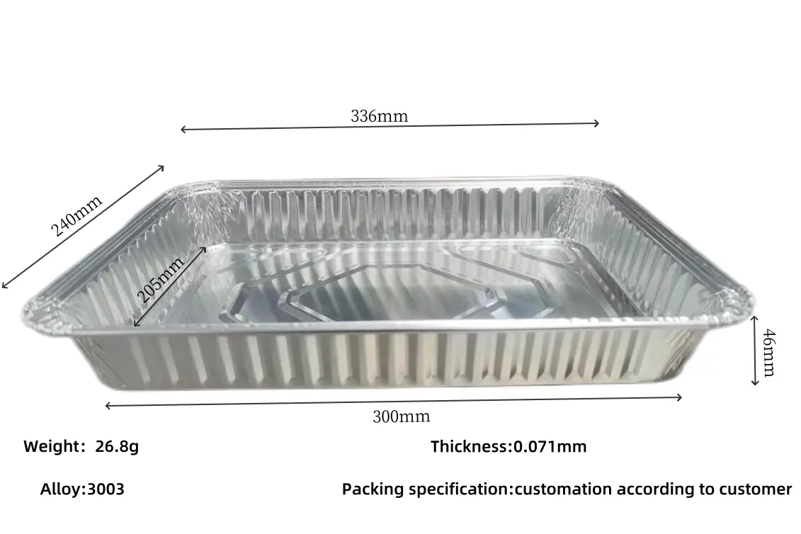 알루미늄 팬 일회용 알루미늄 호일 트레이 대형 베이킹 트레이 구이, 요리, 난방 또는 스팀 테이블을위한 식품 용기