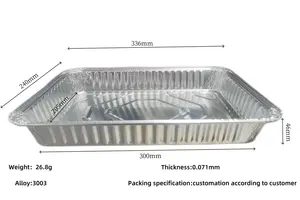 알루미늄 팬 일회용 알루미늄 호일 트레이 대형 베이킹 트레이 구이, 요리, 난방 또는 스팀 테이블을위한 식품 용기