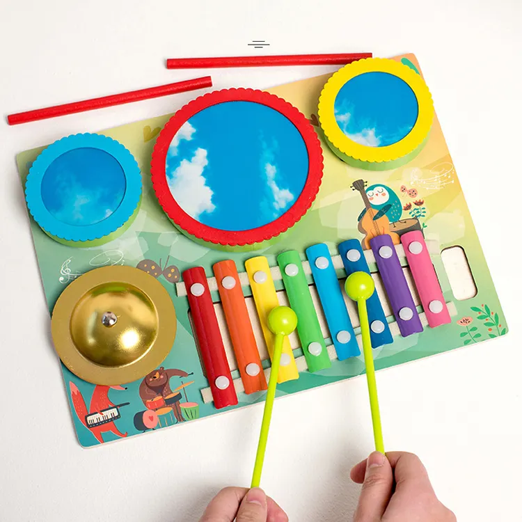 Custom Children's Wooden Musical Drumming Instruments Sensory Game Educacional Xilofone Brinquedos Para Crianças