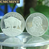 Lingots d'étain pur en gros 1 oz 999 Étain fin Pièces rondes indiennes Buffalo Pièces Euro A154