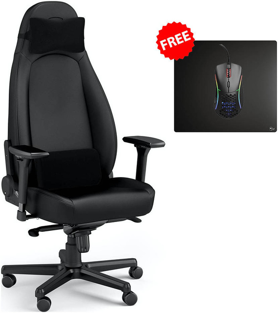 Black Edition Free Glorious Wired Gaming Mouse & Mouse Pad 4D Armrests Tilting Function Hydraulic Gas Lift Gaming Chair