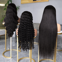 Perruques brésiliennes lisses 13x6 en dentelle, perruque frontale complète avec cheveux de bébé, perruques en cheveux humains vierges pour femmes noires