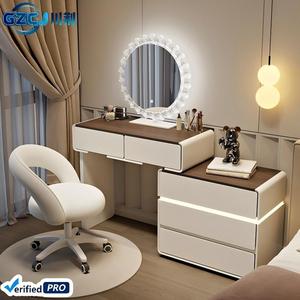 Factory Price Marble Bedroom Dressing Table Modern Simple Cream Style Skirting Line Light Luxury Foldable <strong>Bedside</strong> Integrated - Product Image 5