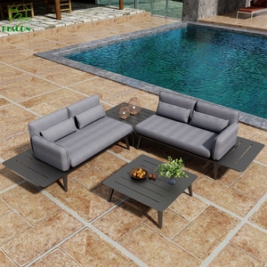 Patio sectionnel en forme de L canapés imperméable loisirs salon mobilier d'extérieur en bois <span class=keywords><strong>jardin</strong></span> canapé ensemble pour <span class=keywords><strong>côté</strong></span> piscine - Product Image 3