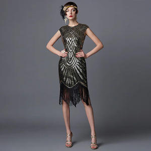 Robe de soirée <span class=keywords><strong>Gatsby</strong></span> pour <span class=keywords><strong>femme</strong></span>, style rétro classique des années 1920, faite à la main avec des paillettes, pour la scène, vente en gros 2026 - Product Image 4