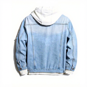 Chemise-veste en jean pour homme, décontractée, couleur unie, manches longues, fermeture boutonnée, coton délavé, coupe classique, pour l'automne - Product Image 5