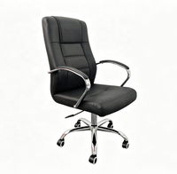 Chaise de bureau pivotante inclinable en cuir noir pour la maison et le bureau