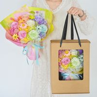 Bouquet de roses séchées naturelles colorées Wafa - Fleurs éternelles longue durée 3-5 ans - Cadeau pour la fête des mères, les mariages, les anniversaires