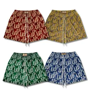 Shorts de basquete de malha 100% poliéster, shorts esportivos masculinos de verão com estampa de sublimação, calções de malha personalizados